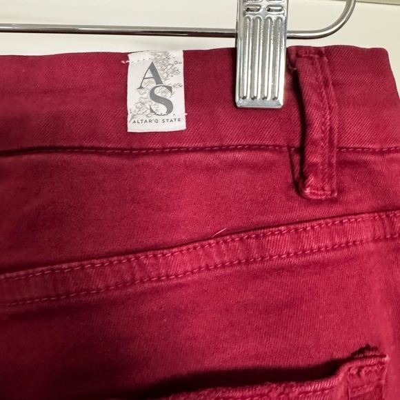 Altar’d state Loraline Straight Leg maroon raw hem Pants size 30 - Picture 5 of 9